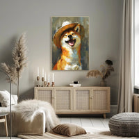 Playful Shiba Inu Cowboy Hat Dog Breed Poster PosterGoat