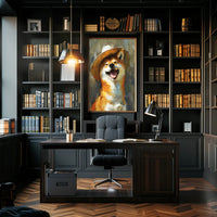 Playful Shiba Inu Cowboy Hat Dog Breed Poster PosterGoat
