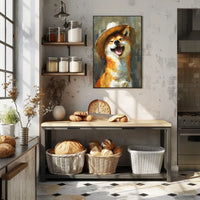 Playful Shiba Inu Cowboy Hat Dog Breed Poster PosterGoat