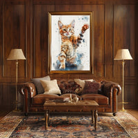 Playful Tabby Cat Watercolor Art Animal Poster PosterGoat