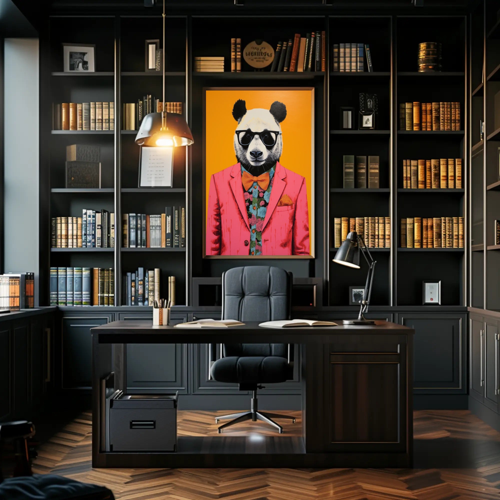 Playful and Sophisticated Panda Animal Poster PosterGoat