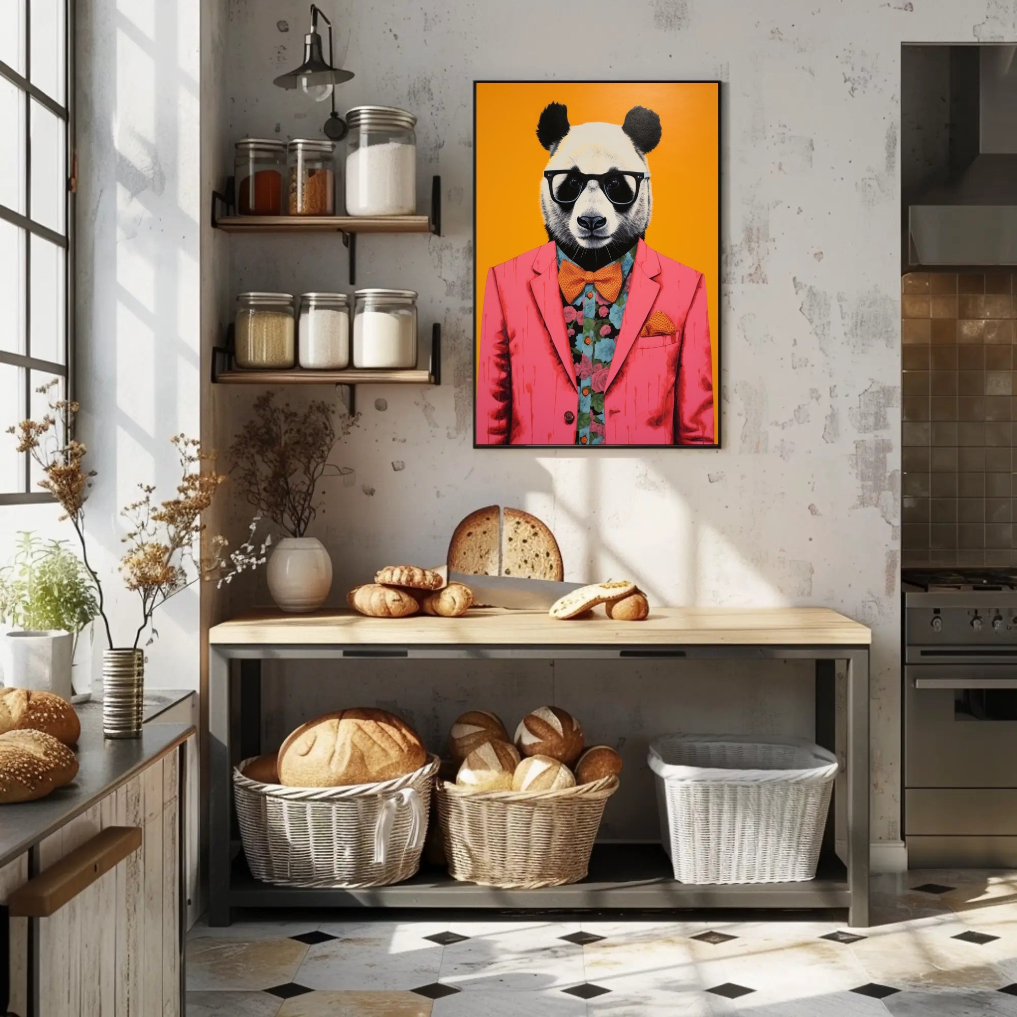 Playful and Sophisticated Panda Animal Poster PosterGoat
