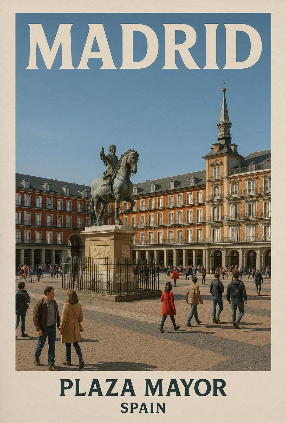 Plaza Mayor Madrid Vintage Travel Poster PosterGoat
