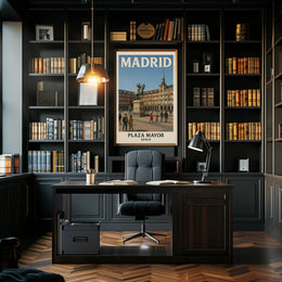 Plaza Mayor Madrid Vintage Travel Poster PosterGoat