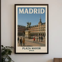 Plaza Mayor Madrid Vintage Travel Poster PosterGoat