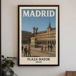 Plaza Mayor Madrid Vintage Travel Poster PosterGoat