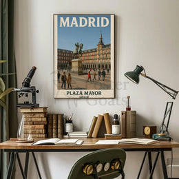 Plaza Mayor Madrid Vintage Travel Poster PosterGoat