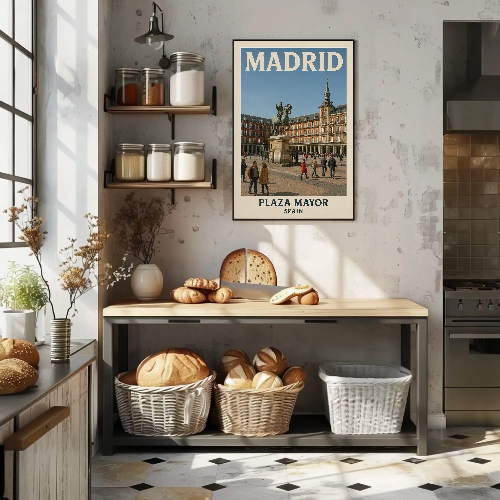 Plaza Mayor Madrid Vintage Travel Poster PosterGoat