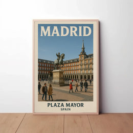 Plaza Mayor Madrid Vintage Travel Poster PosterGoat