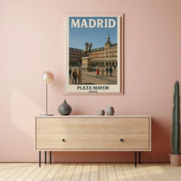 Plaza Mayor Madrid Vintage Travel Poster PosterGoat
