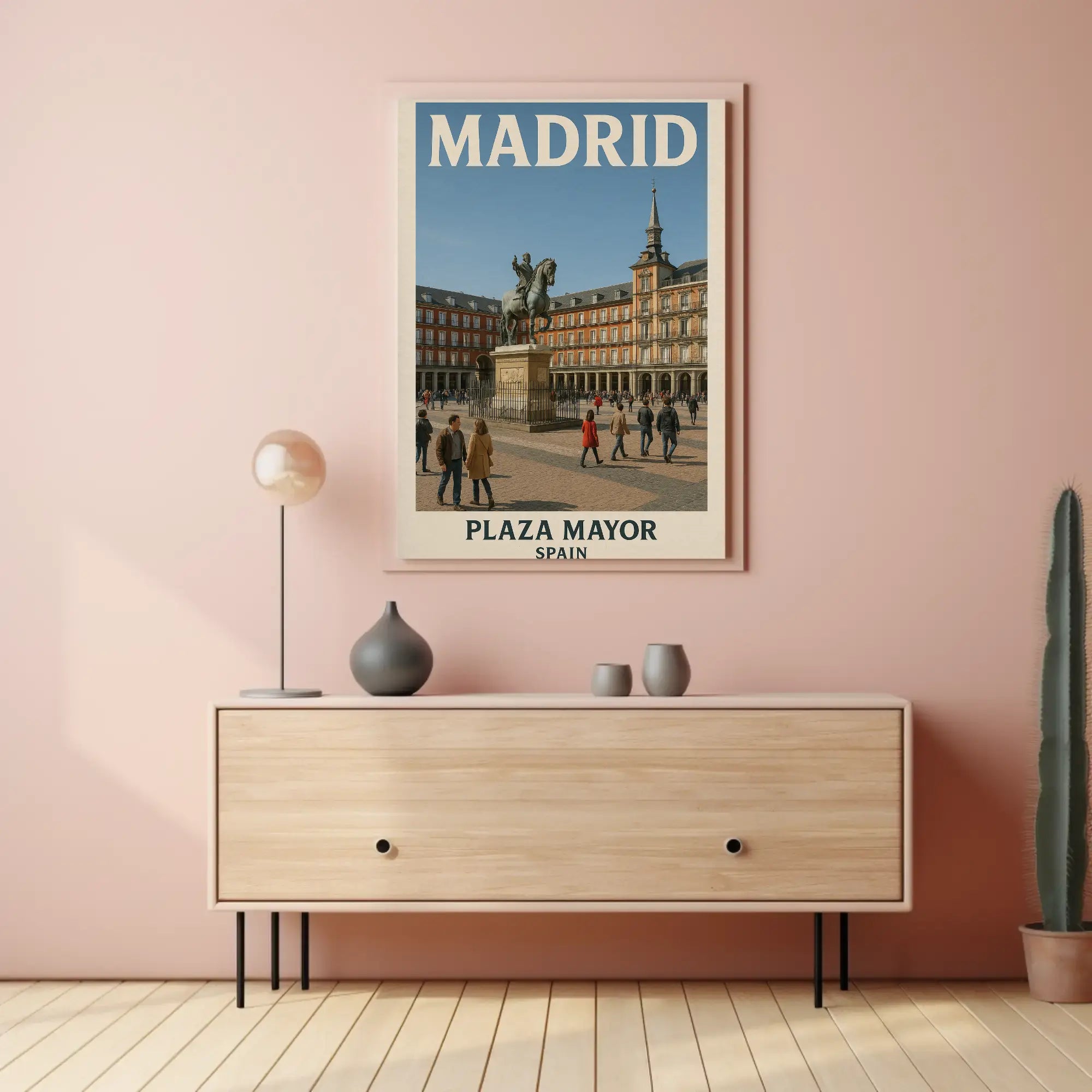 Plaza Mayor Madrid Vintage Travel Poster PosterGoat