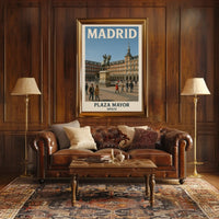 Plaza Mayor Madrid Vintage Travel Poster PosterGoat