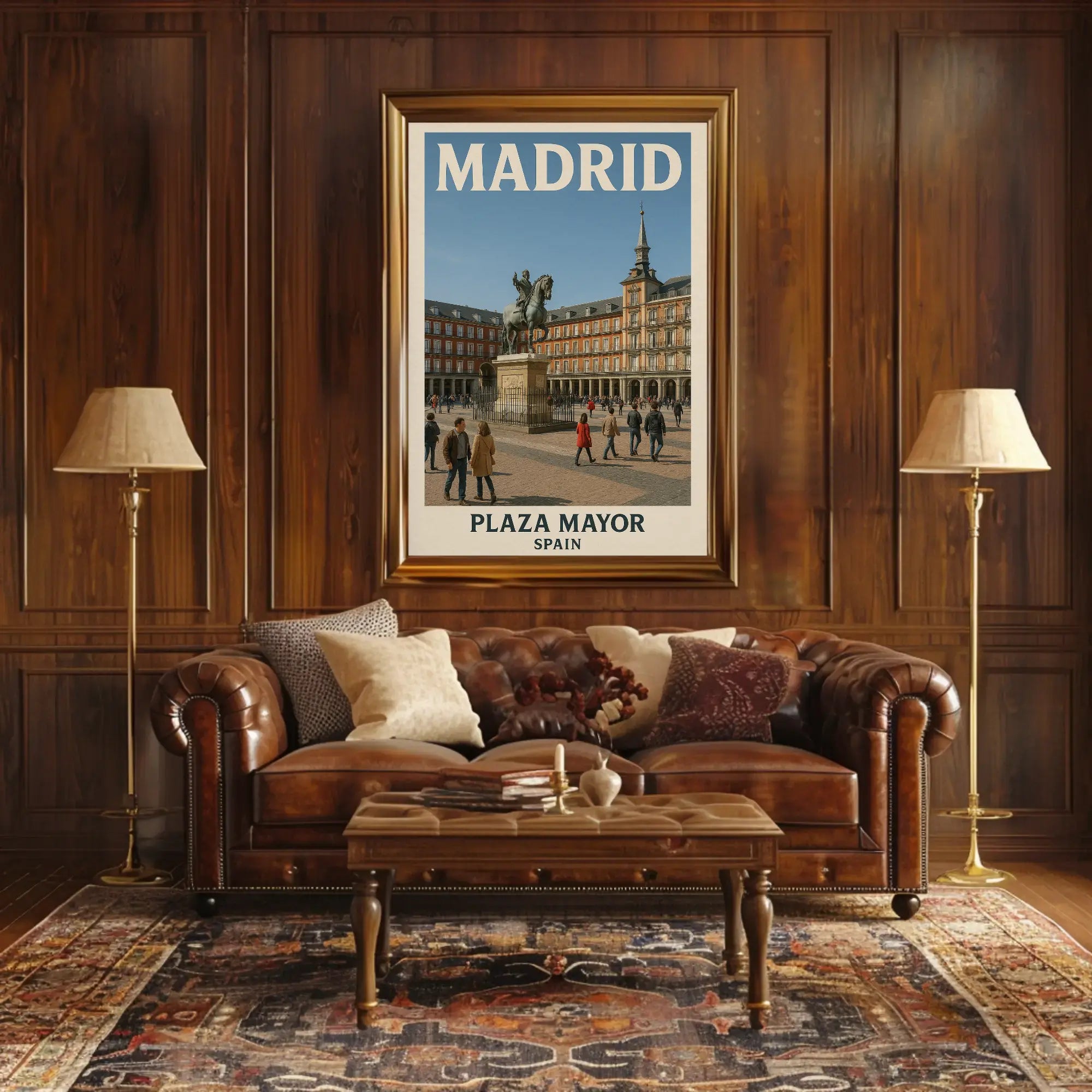 Plaza Mayor Madrid Vintage Travel Poster PosterGoat