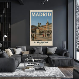 Plaza Mayor Madrid Vintage Travel Poster PosterGoat