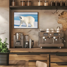 Polar Bear in Icy Blue: An Elegant Animal Poster PosterGoat
