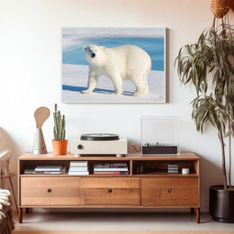 Polar Bear in Icy Blue: An Elegant Animal Poster PosterGoat