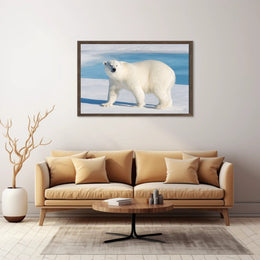 Polar Bear in Icy Blue: An Elegant Animal Poster PosterGoat
