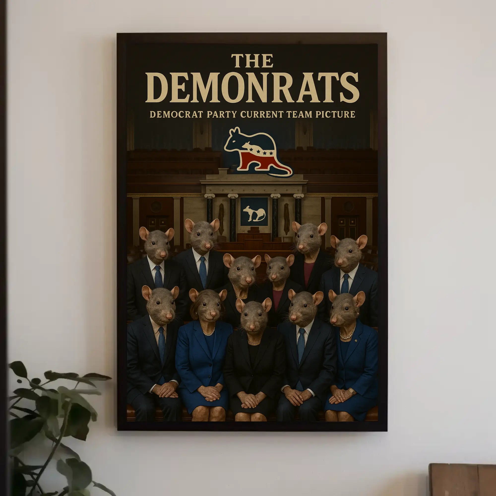 Political Satire Rat Faces Legislative Chamber Poster PosterGoat