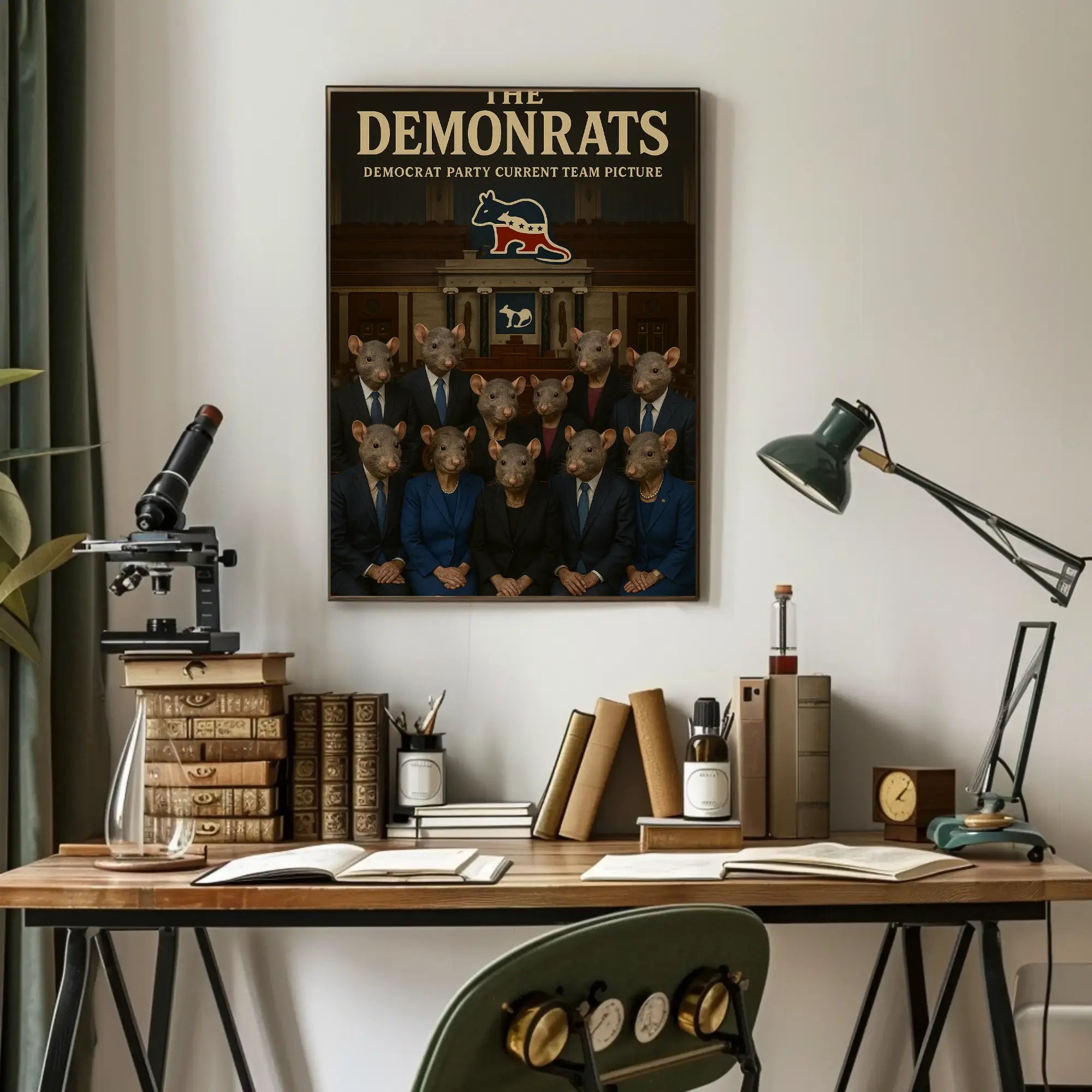 Political Satire Rat Faces Legislative Chamber Poster PosterGoat
