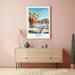 Pompeii Ruins Travel Poster with Classical Architecture in Italy PosterGoat