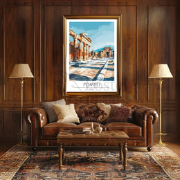 Pompeii Ruins Travel Poster with Classical Architecture in Italy PosterGoat