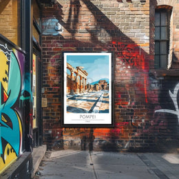 Pompeii Ruins Travel Poster with Classical Architecture in Italy PosterGoat