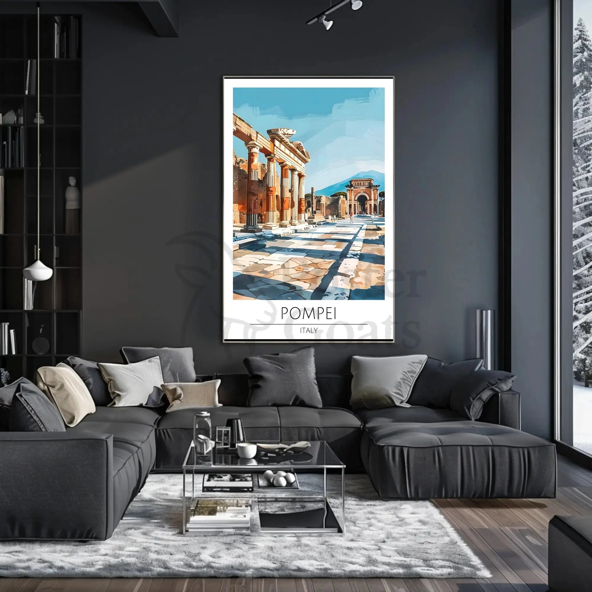 Pompeii Ruins Travel Poster with Classical Architecture in Italy PosterGoat