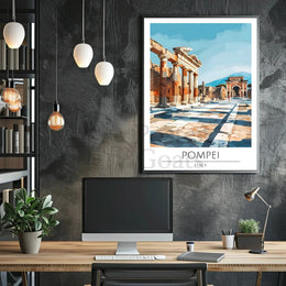 Pompeii Ruins Travel Poster with Classical Architecture in Italy PosterGoat