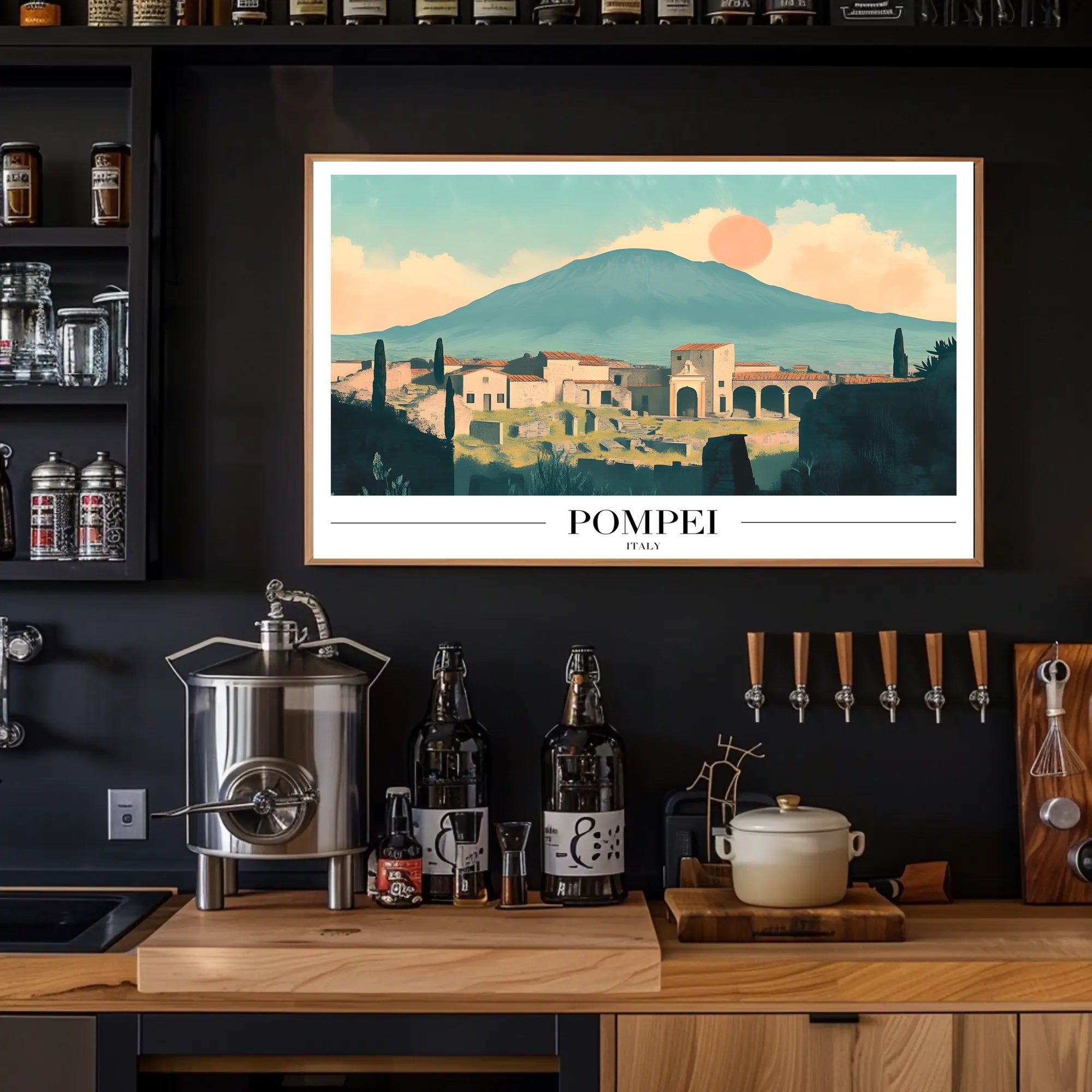 Pompeii Vintage Travel Poster with Artistic Ruins PosterGoat