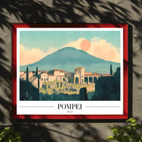 Pompeii Vintage Travel Poster with Artistic Ruins PosterGoat