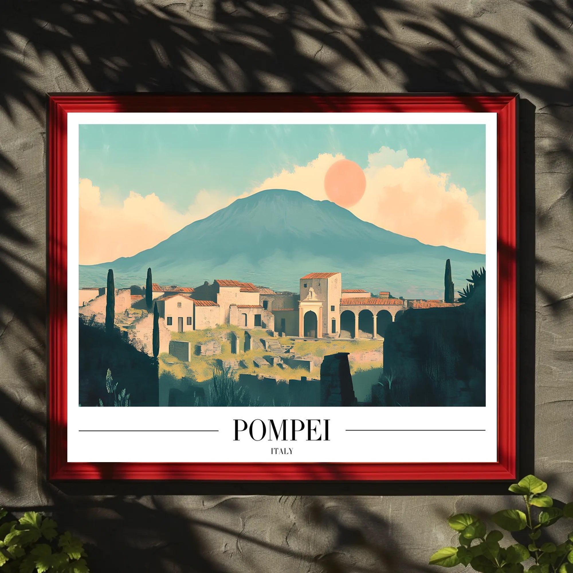 Pompeii Vintage Travel Poster with Artistic Ruins PosterGoat