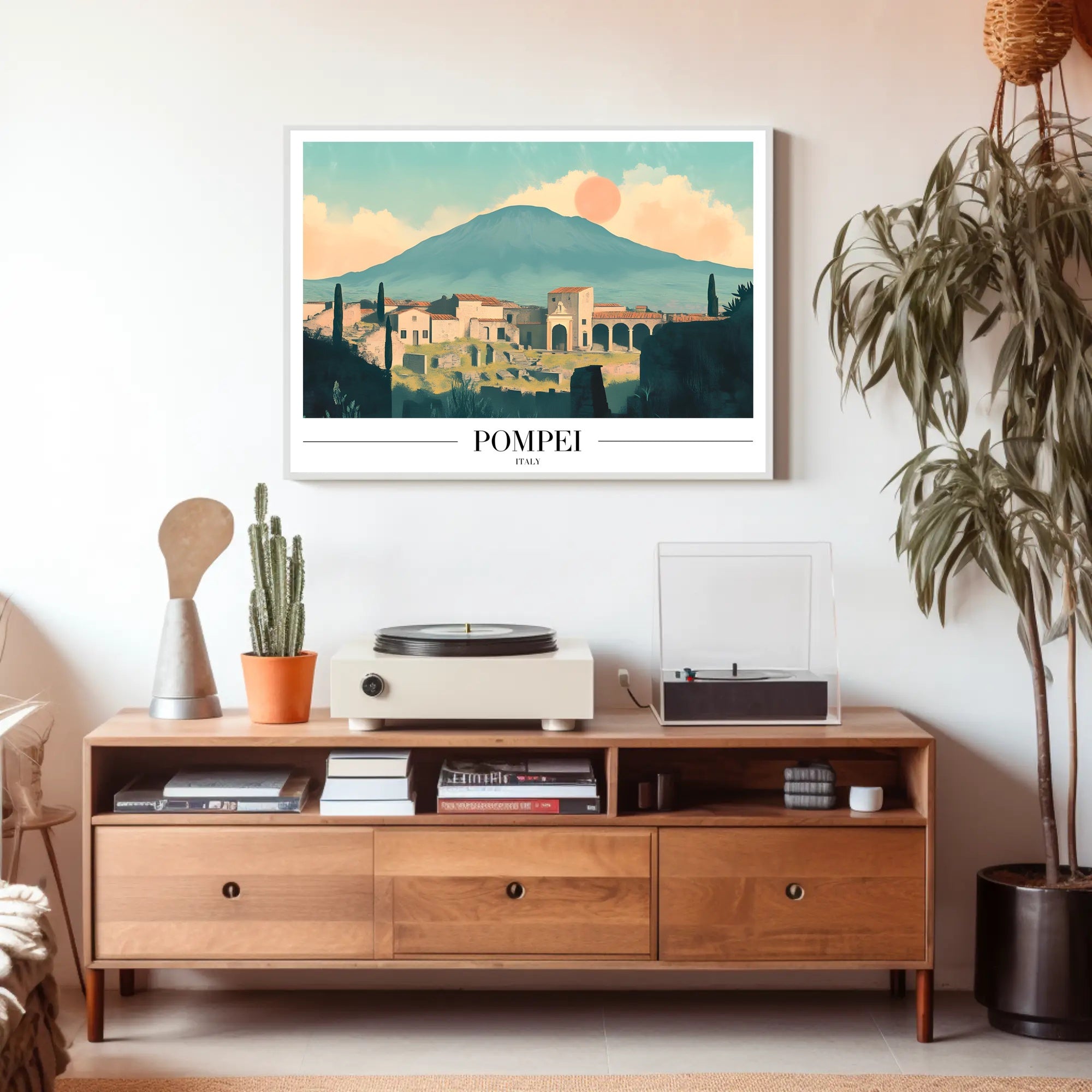 Pompeii Vintage Travel Poster with Artistic Ruins PosterGoat
