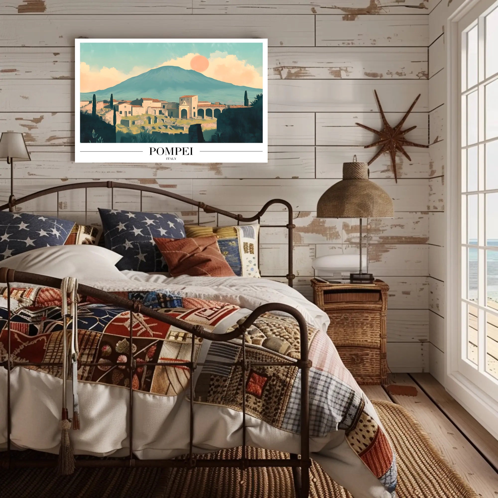 Pompeii Vintage Travel Poster with Artistic Ruins PosterGoat