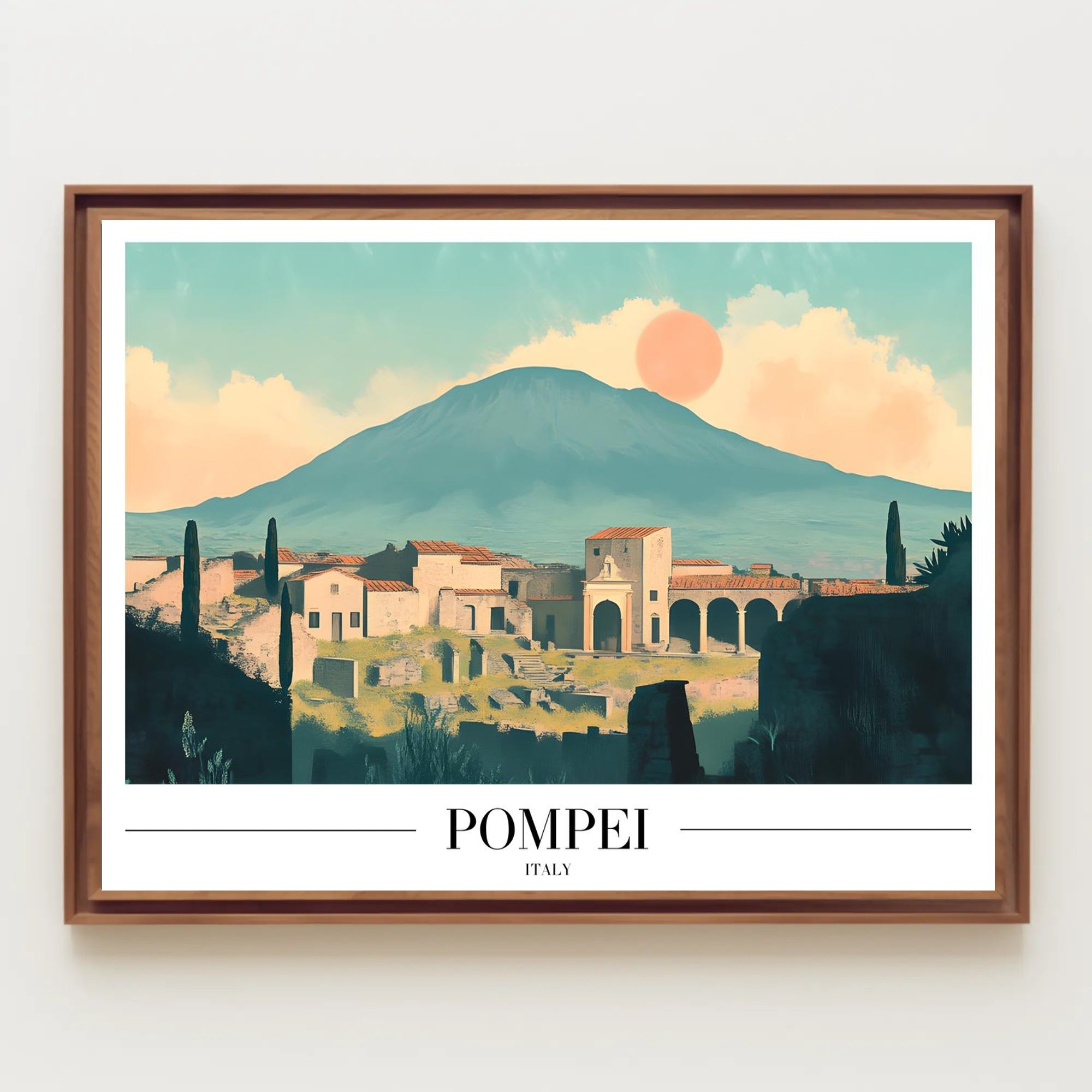 Pompeii Vintage Travel Poster with Artistic Ruins PosterGoat