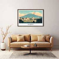 Pompeii Vintage Travel Poster with Artistic Ruins PosterGoat