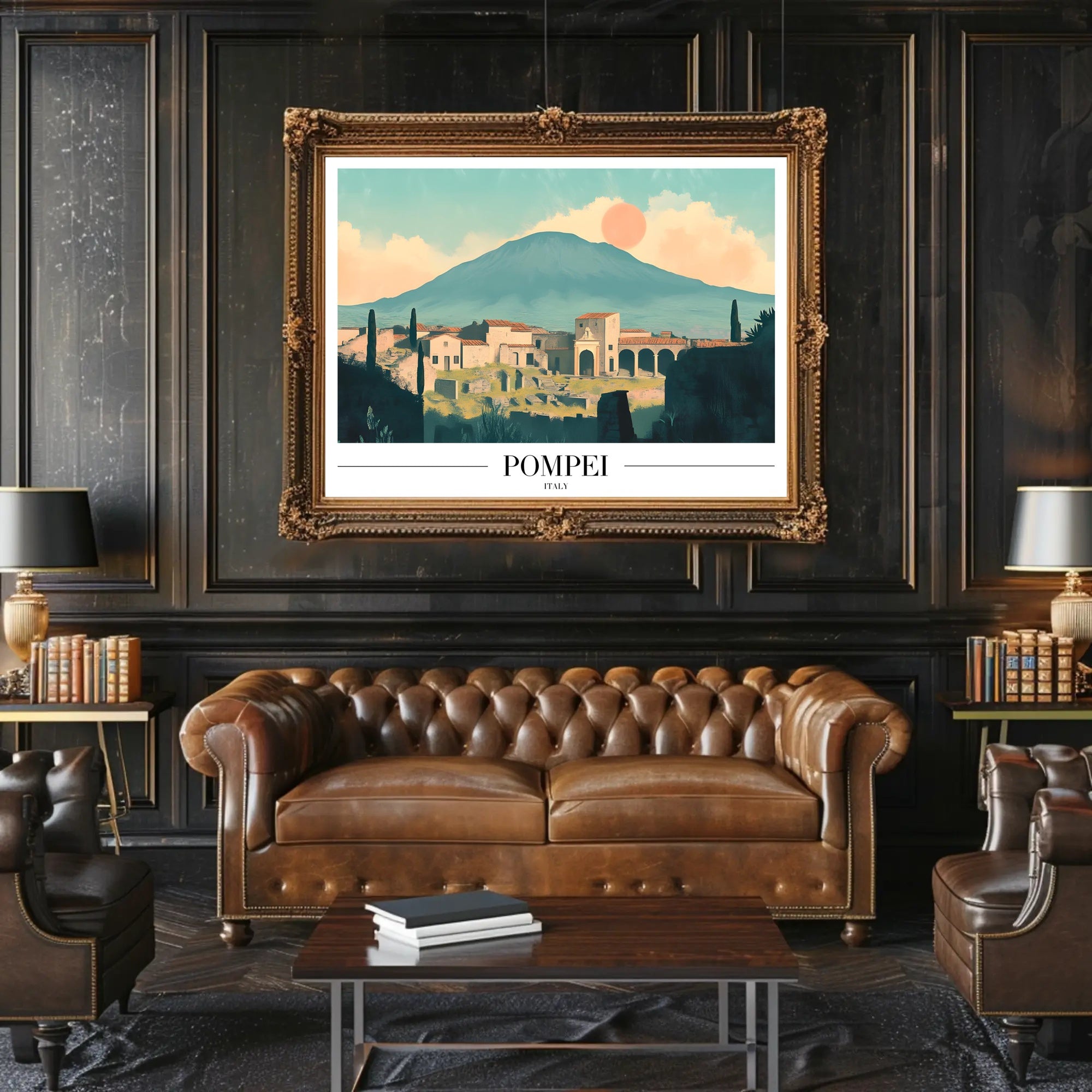 Pompeii Vintage Travel Poster with Artistic Ruins PosterGoat