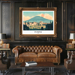 Pompeii Vintage Travel Poster with Artistic Ruins PosterGoat