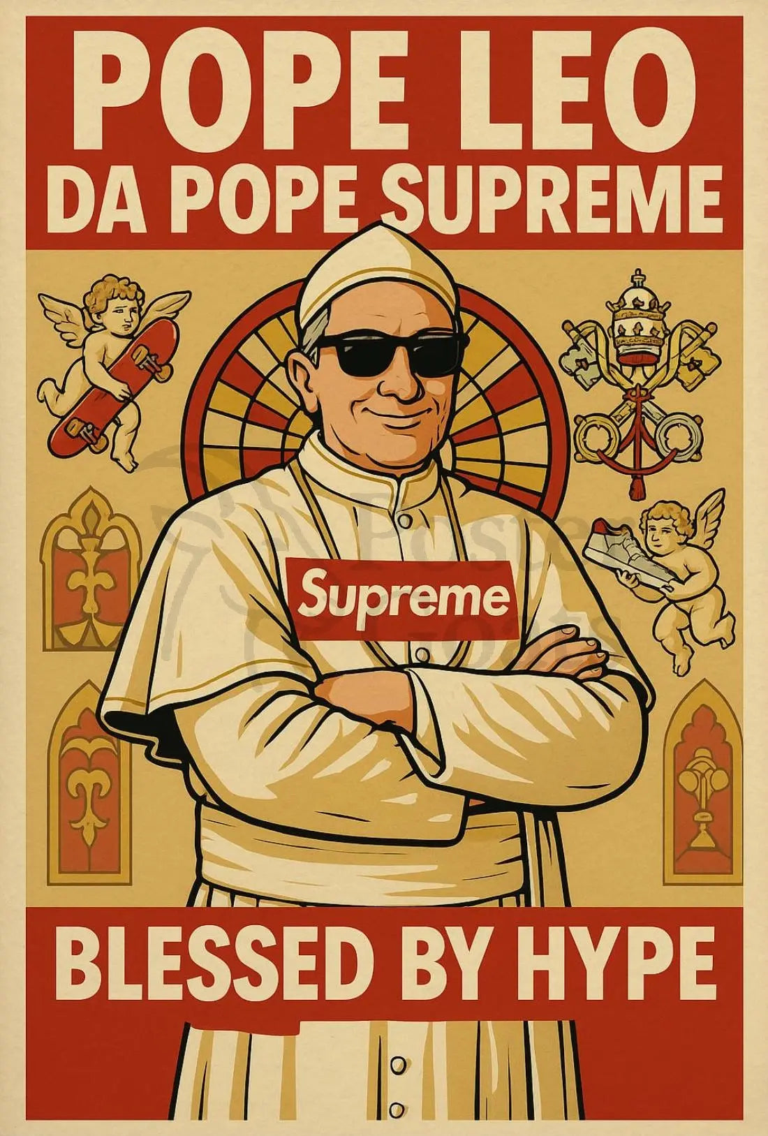 Pope Leo Hype Satire Pop Culture Poster PosterGoat