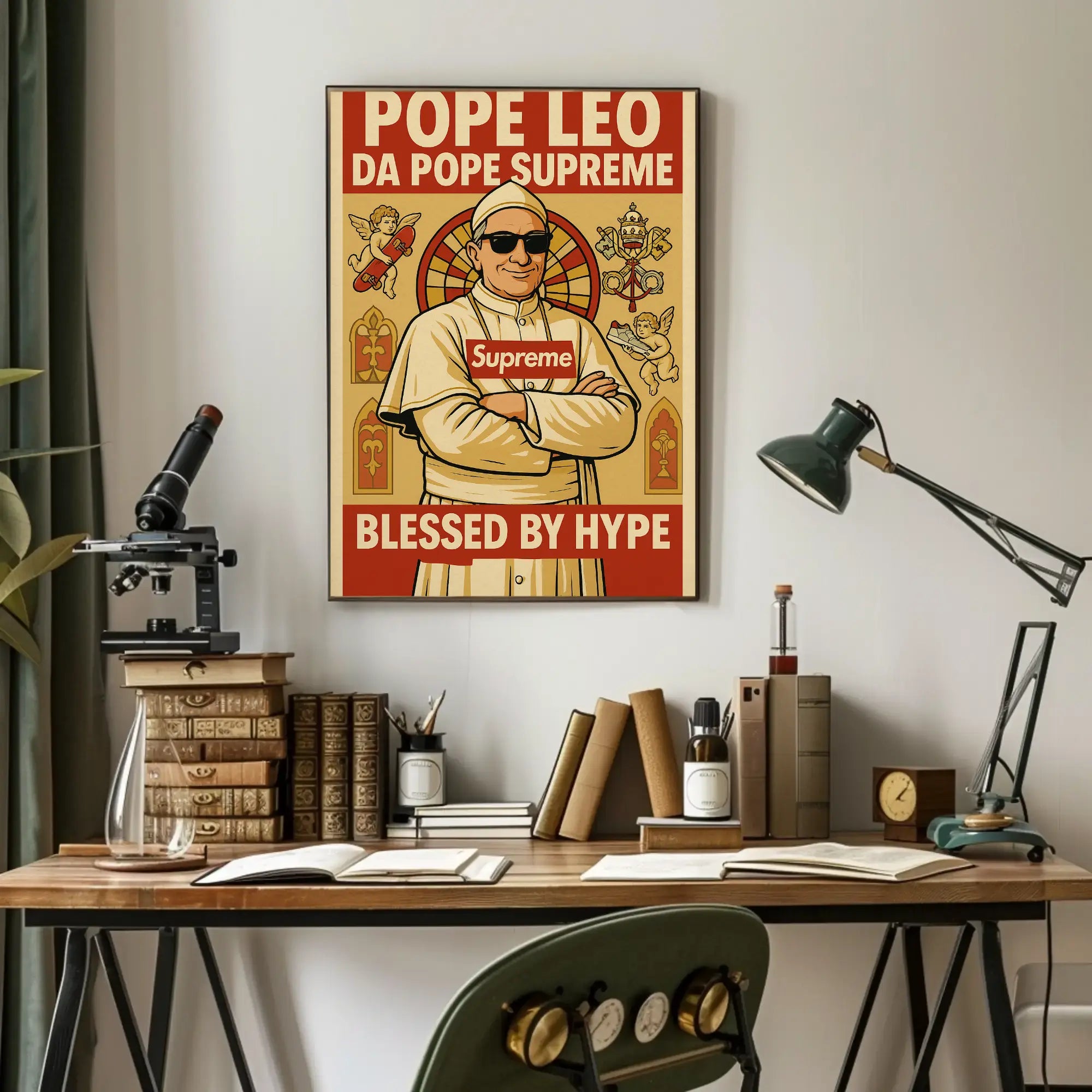 Pope Leo Hype Satire Pop Culture Poster PosterGoat