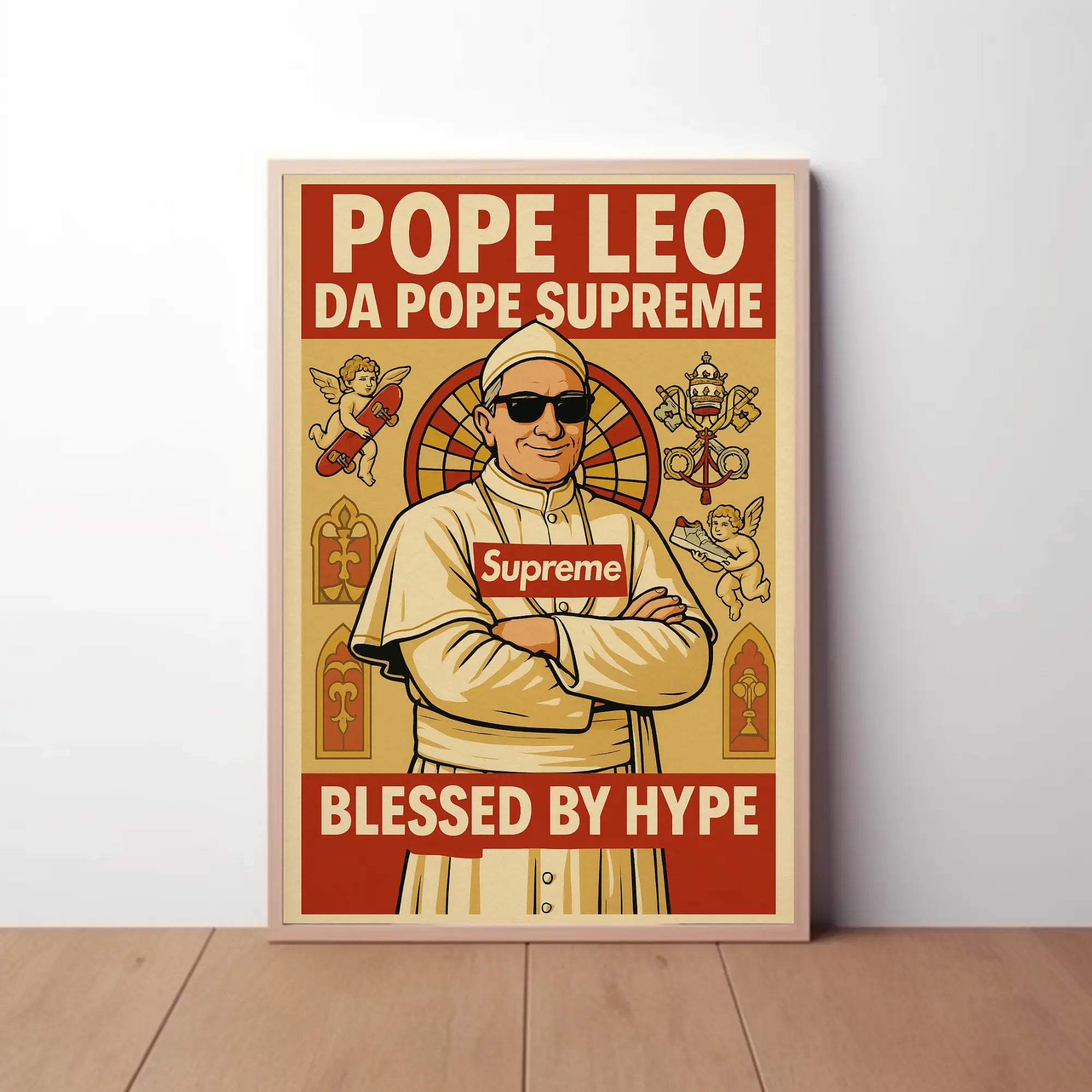 Pope Leo Hype Satire Pop Culture Poster PosterGoat