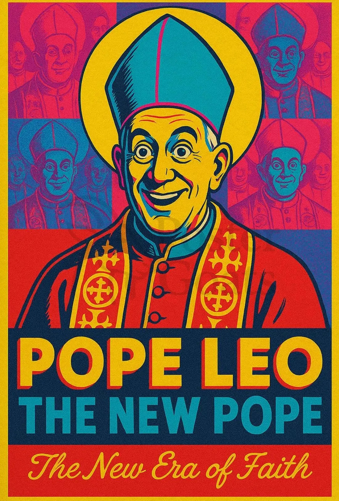Pope Leo Pop Art Religious Message Poster PosterGoat