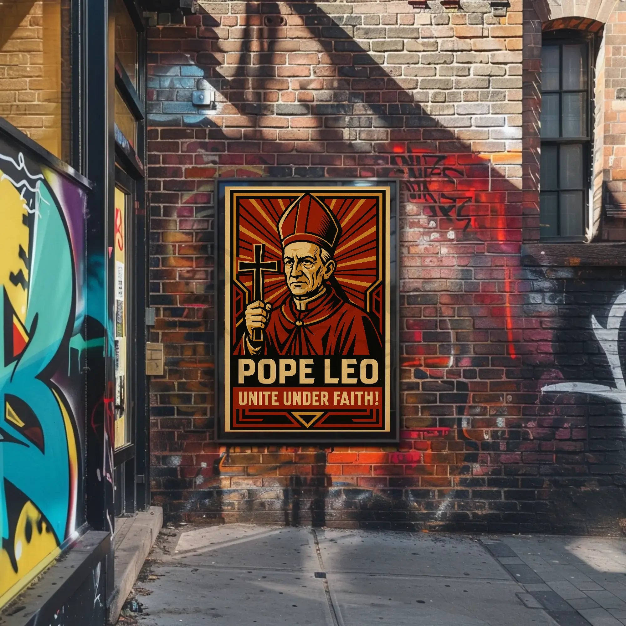 Pope Leo Unites Under Faith Propaganda Poster PosterGoat