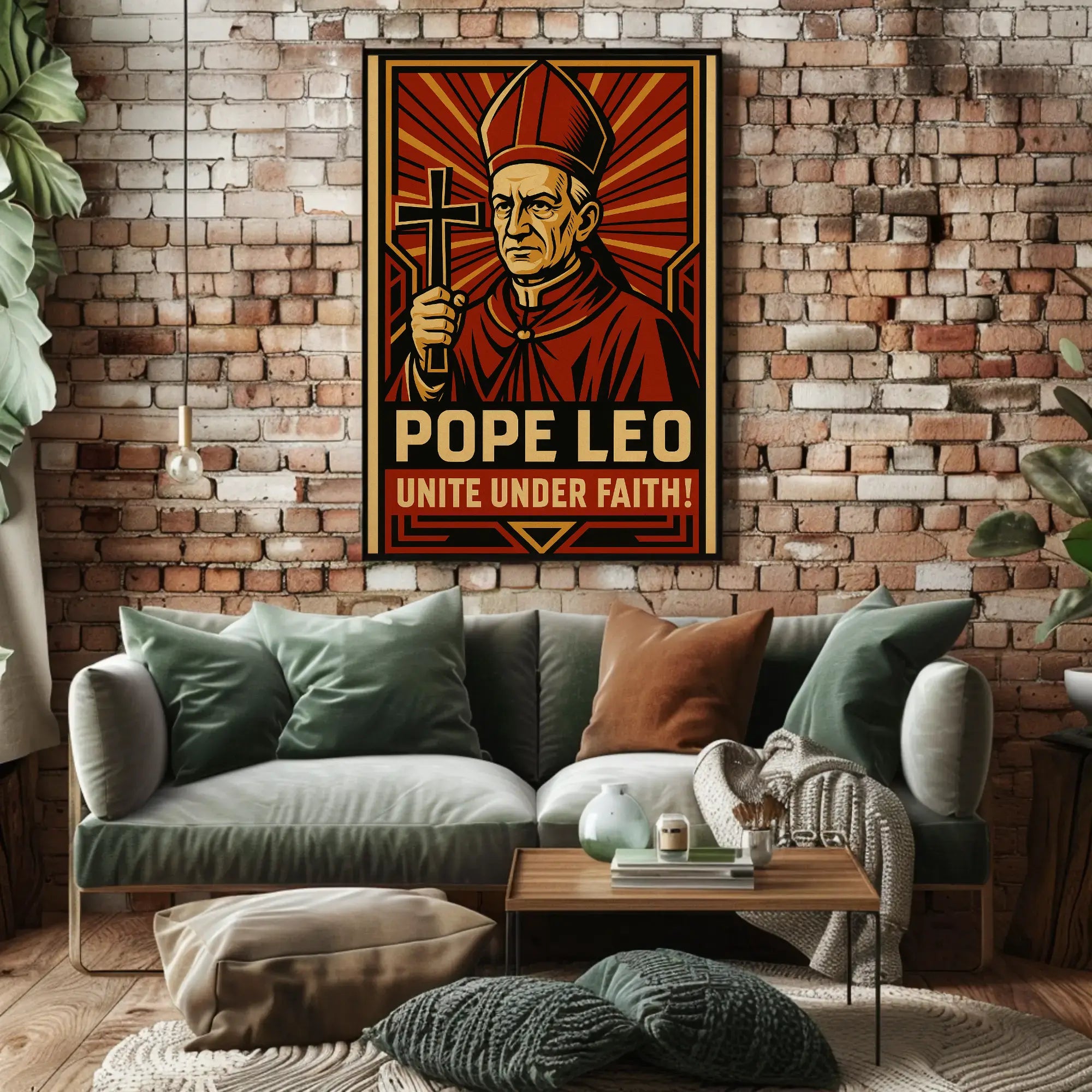 Pope Leo Unites Under Faith Propaganda Poster PosterGoat
