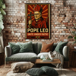 Pope Leo Unites Under Faith Propaganda Poster PosterGoat