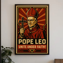 Pope Leo Unites Under Faith Propaganda Poster PosterGoat