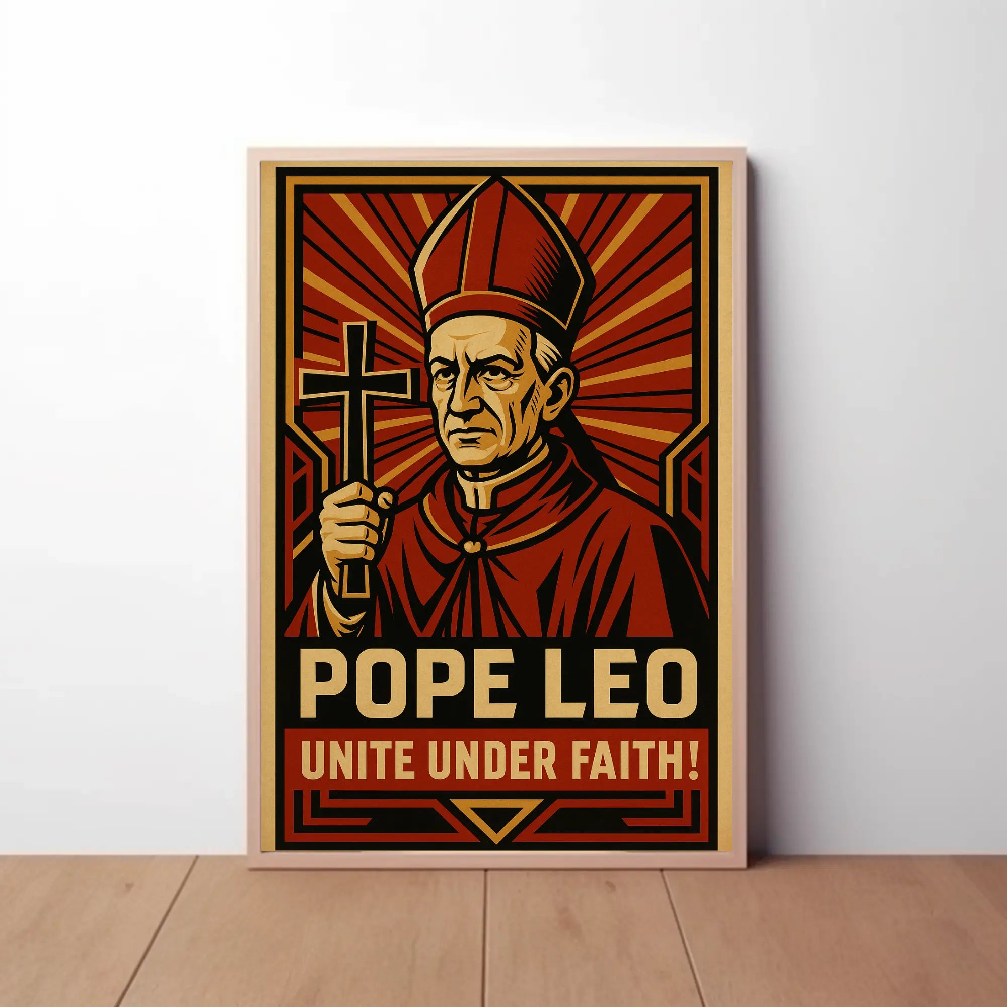 Pope Leo Unites Under Faith Propaganda Poster PosterGoat