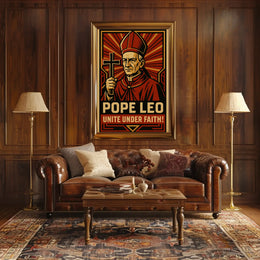 Pope Leo Unites Under Faith Propaganda Poster PosterGoat