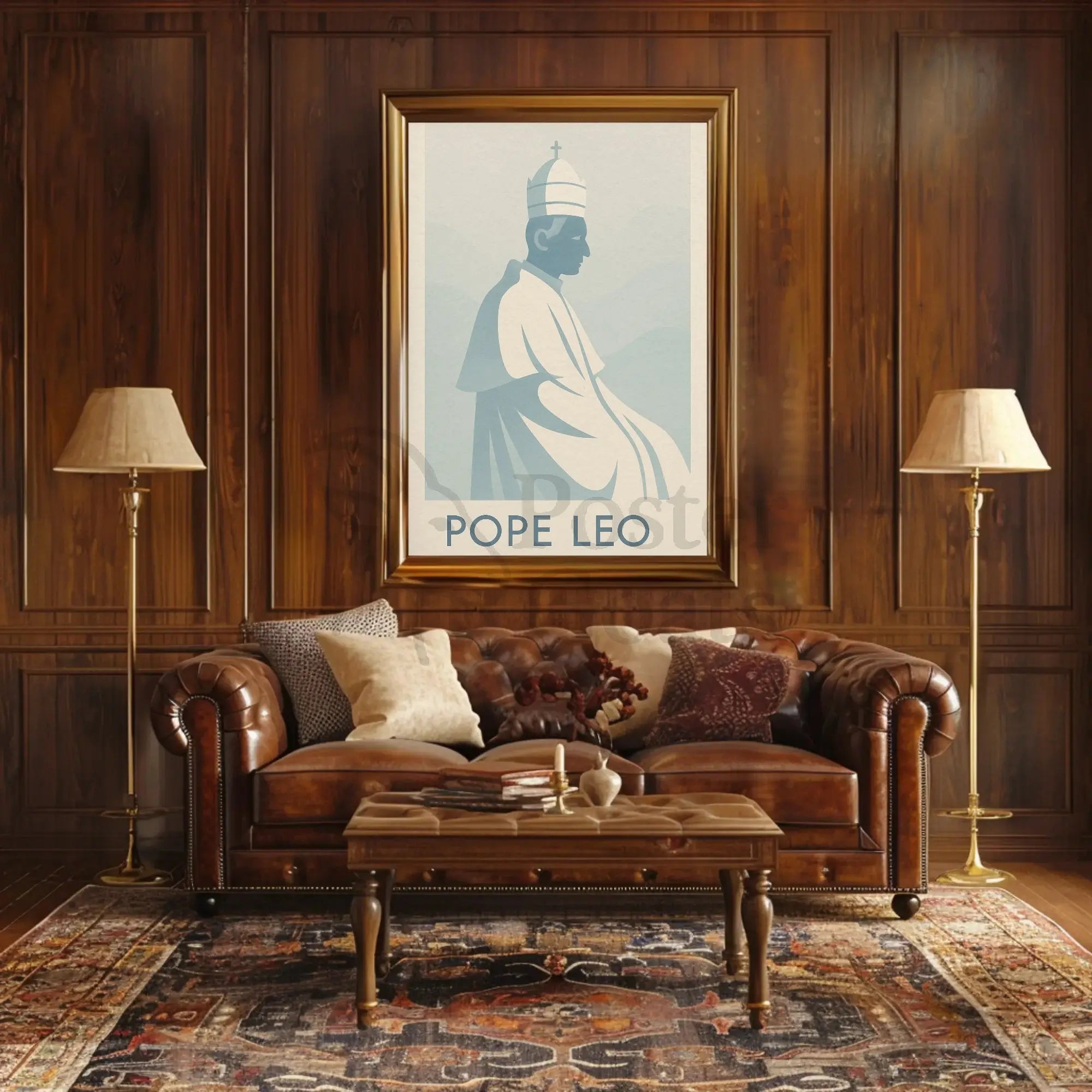 Pope Leo Vintage Monochrome Artistic Heritage Poster PosterGoat