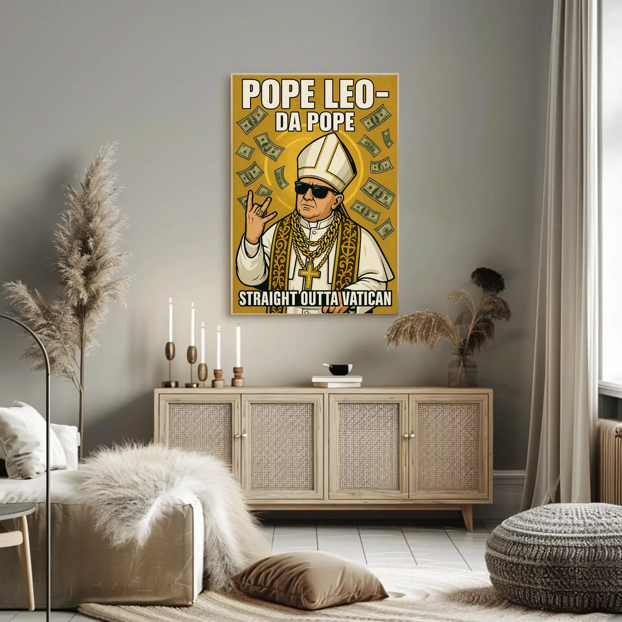 Pope Leo in Hip-Hop Style Artistic Poster PosterGoat