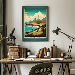 Portland Maine Lighthouse Scenic Vintage Travel Poster PosterGoat